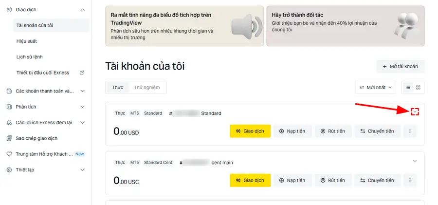 nhấn vào nút mũi tên xuống