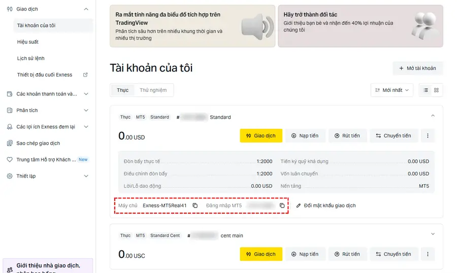 Máy chủ và Đăng nhập MT5