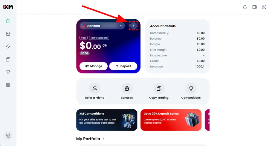 click the + button