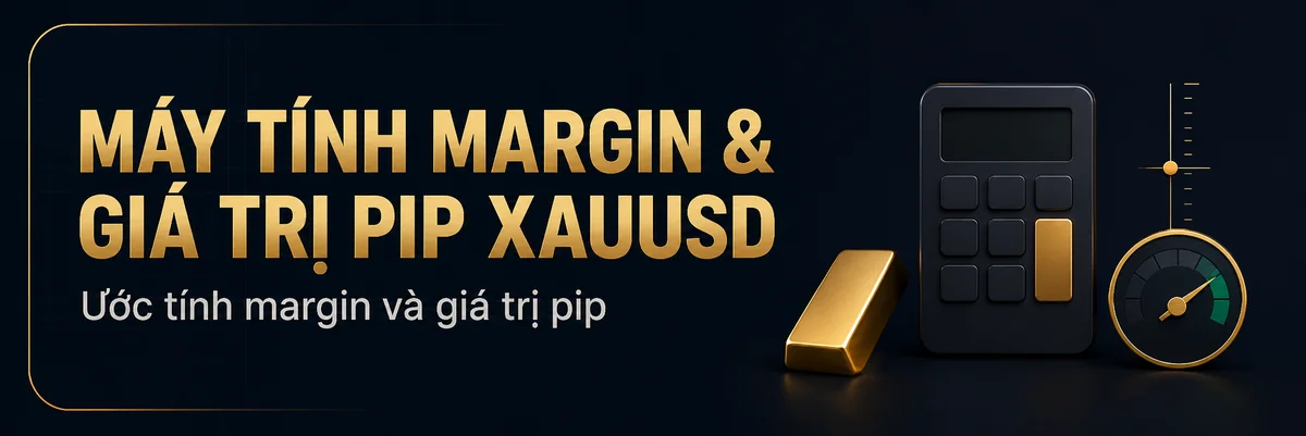 Máy tính margin & giá trị pip XAUUSD — Ước tính margin và giá trị pip trước khi chọn khối lượng vàng.