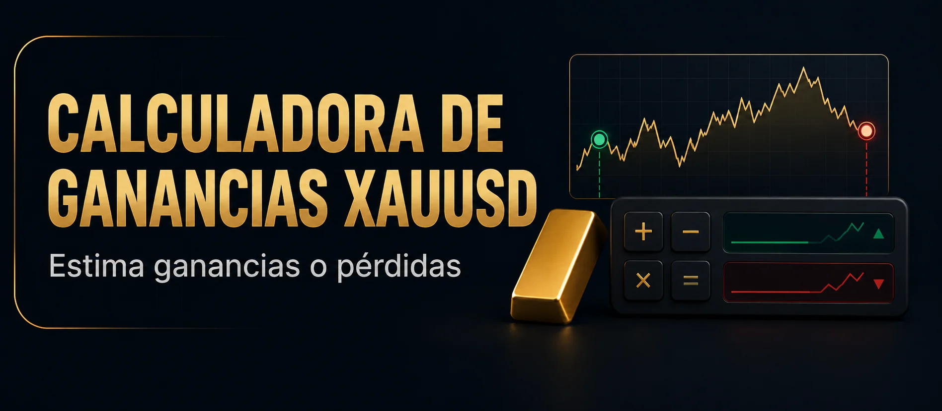 Calculadora de beneficio XAUUSD — Revisa la ganancia o pérdida potencial según entrada, salida y tamaño de lote.