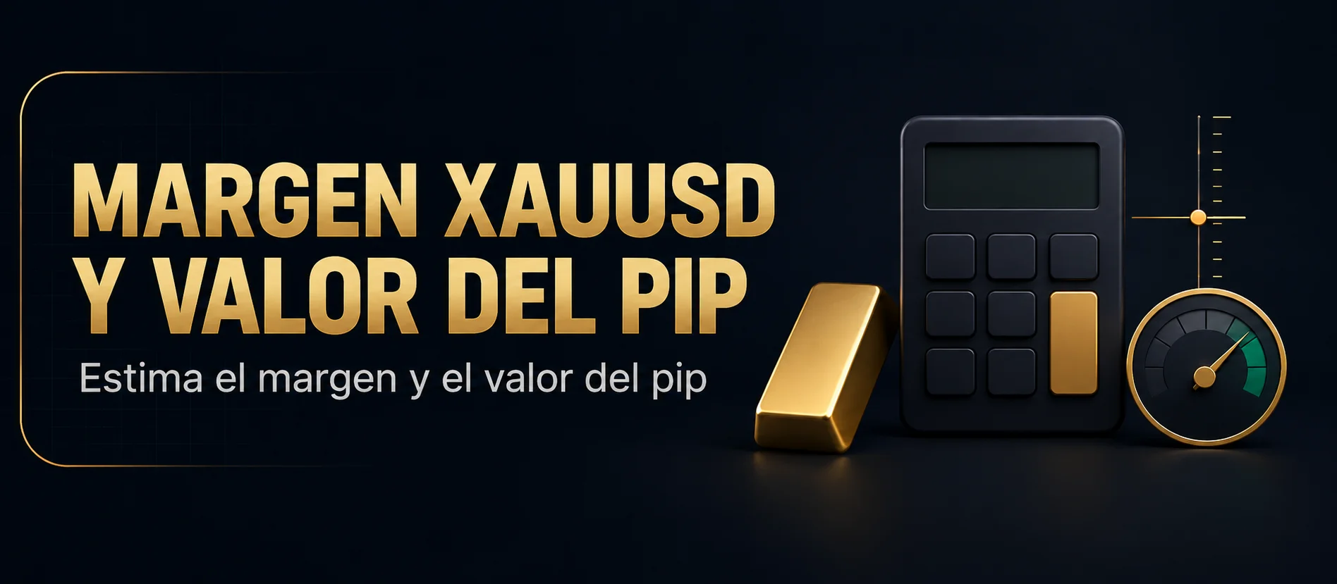 Calculadora de margen y valor del pip XAUUSD — Estima el margen y el valor del pip antes de dimensionar una posición en oro.