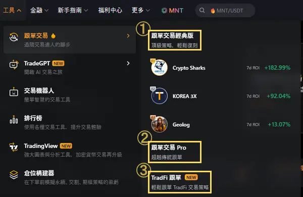 Bybit 跟單交易:Classic、Pro 與 TradFi